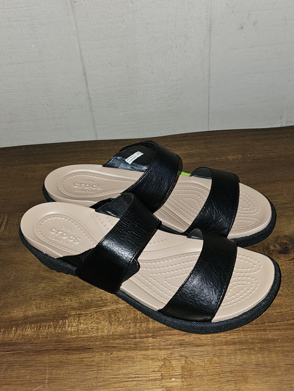 CROCS Black Dual-Strap Slide Wedge Sandals A-leigh Size 7